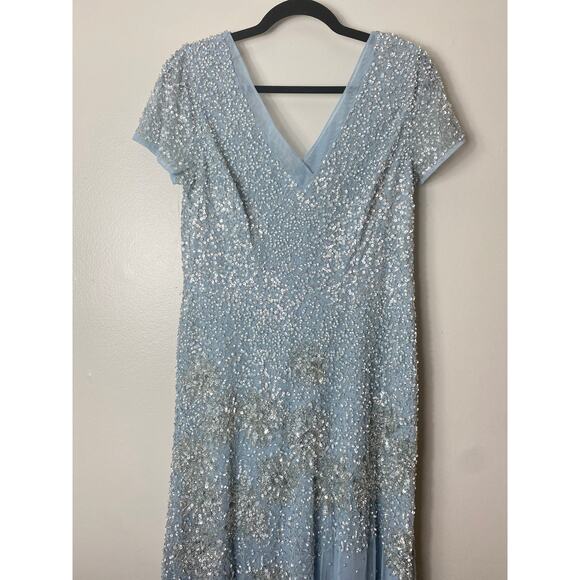 NWT ADRIANNA PAPELL DRESS GOWN BLUE 12 MOTHER OF THE BRIDE BRIDESMAID WEDDING - Picture 7 of 15